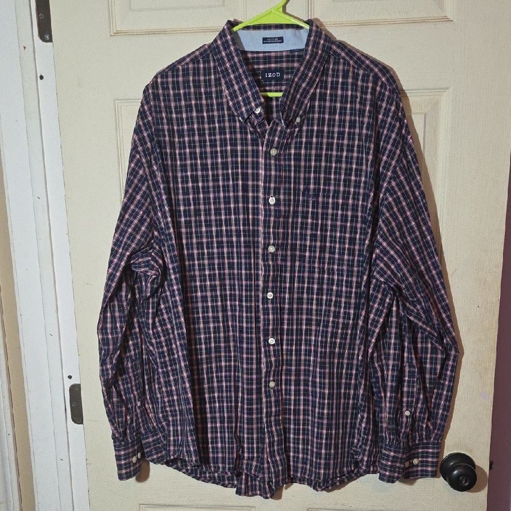 Izod Red and Blue Casual Button Down Shirt